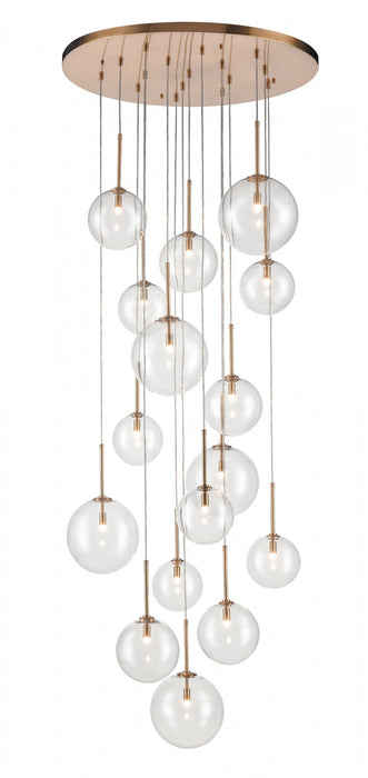 Multi-Light Pendant Avenue Lighting HF4266-AB Delilah 16-Light 34"W Pendant in Brass/Clear Glass in Aged Brass Avenue Lighting