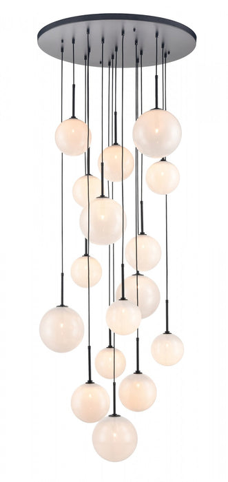 Pendant Light Avenue Lighting HF4266-BK-WHT Delilah 16-Light 34"W Pendant in Black/White Glass Avenue Lighting