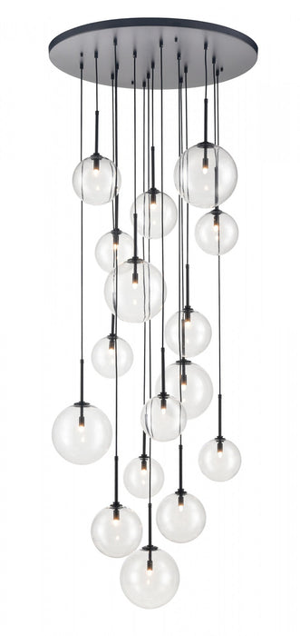 Multi-Light Pendant Avenue Lighting HF4266-BK Delilah 16-Light 34"W Pendant in Black/Clear Glass Avenue Lighting