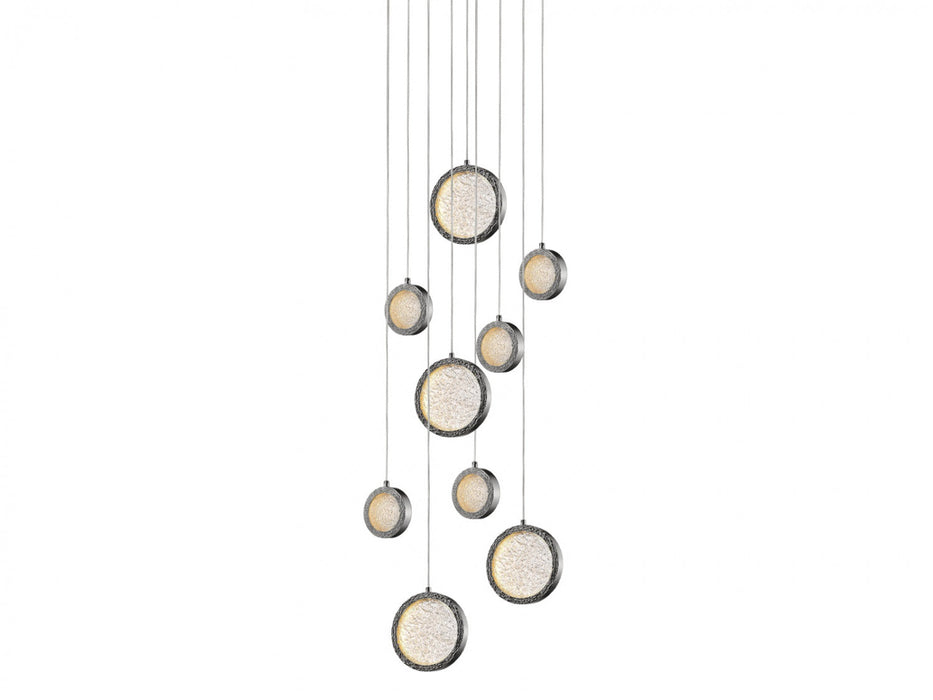Multi-Light Pendant Avenue Lighting HF5019-PN Bottega 9-Light 19"W LED Pendant in Polished Nickel Avenue Lighting