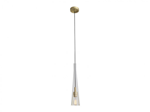 Pendant Light Avenue Lighting HF8130-BB Abbey Park 21"H 1-Light Cone Mini Pendant in Brushed Brass/Clear Glass Avenue Lighting