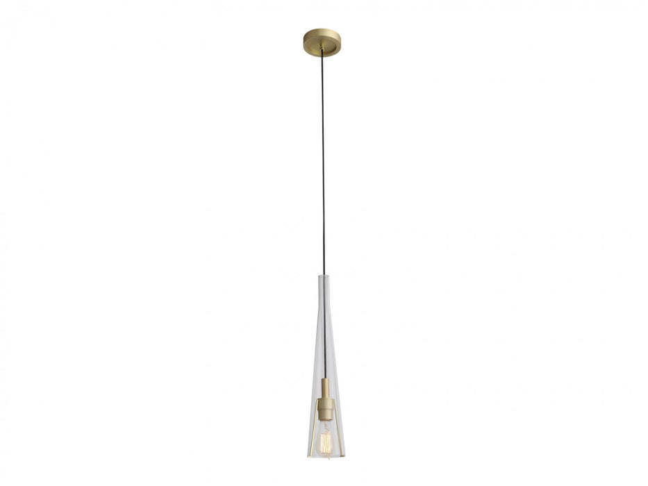 Pendant Light Avenue Lighting HF8130-BB Abbey Park 21"H 1-Light Cone Mini Pendant in Brushed Brass/Clear Glass Avenue Lighting