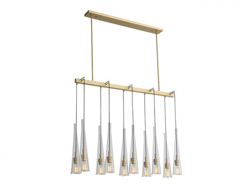 Multi-Light Pendant Avenue Lighting HF8133-BB Abbey Park 10-Light 50"W Linear Pendant in Brushed Brass/Clear Glass Avenue Lighting