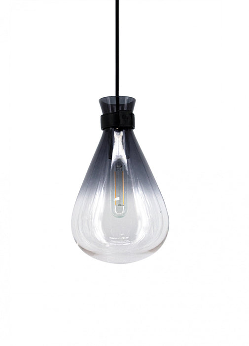 Pendant Light Avenue Lighting HF8188-BLK Del Mar 1-Light 6"W Mini Pendant in Black/Gradient Smoke Glass in Smoke/Clear Avenue Lighting