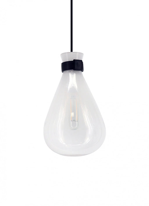 Pendant Light Avenue Lighting HF8188-WHT Del Mar 1-Light 6"W Mini Pendant in Black/White Glass in White / Clear Avenue Lighting