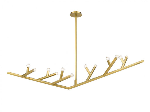 Chandelier Avenue Lighting HF8812-BB The Oaks 12-Light 71"W Chandelier in Brushed Brass Avenue Lighting