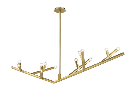 Chandelier Avenue Lighting HF8812-BB The Oaks 12-Light 71"W Chandelier in Brushed Brass Avenue Lighting