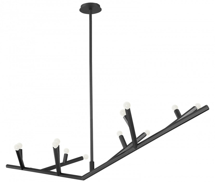 Chandelier Avenue Lighting HF8812-BLK The Oaks 12-Light 71"W Chandelier in Black Avenue Lighting