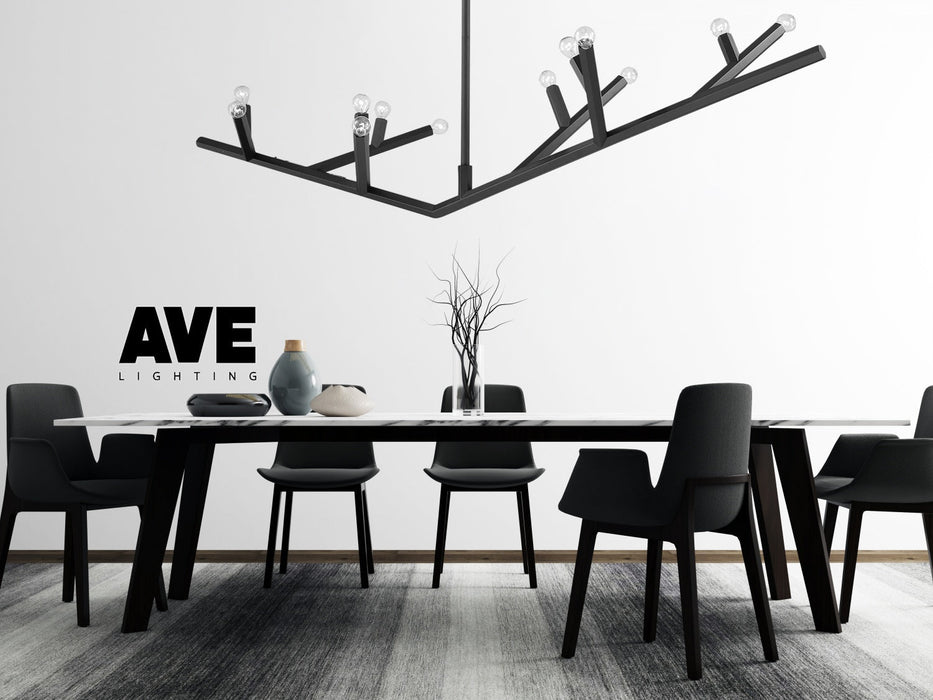 Chandelier Avenue Lighting HF8812-BLK The Oaks 12-Light 71"W Chandelier in Black Avenue Lighting