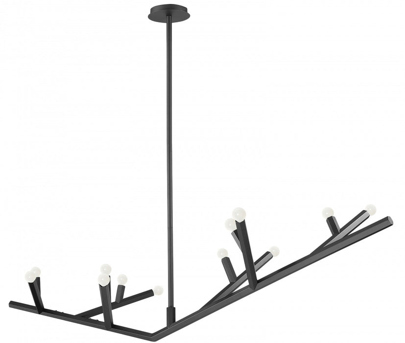 Chandelier Avenue Lighting HF8812-BLK The Oaks 12-Light 71"W Chandelier in Black Avenue Lighting