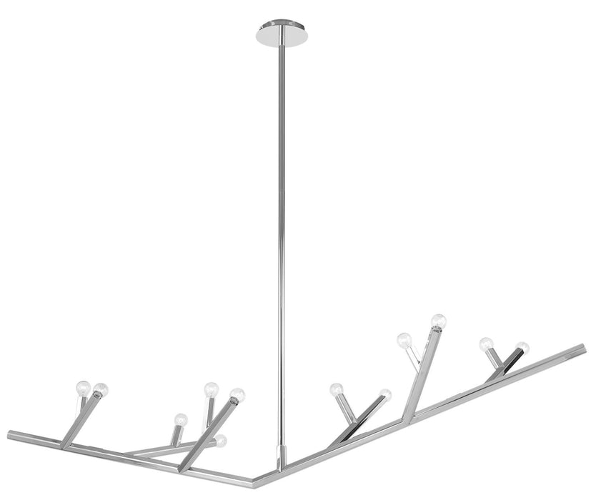 Chandelier Avenue Lighting HF8812-PN The Oaks 12-Light 71"W Chandelier in Polished Nickel Avenue Lighting