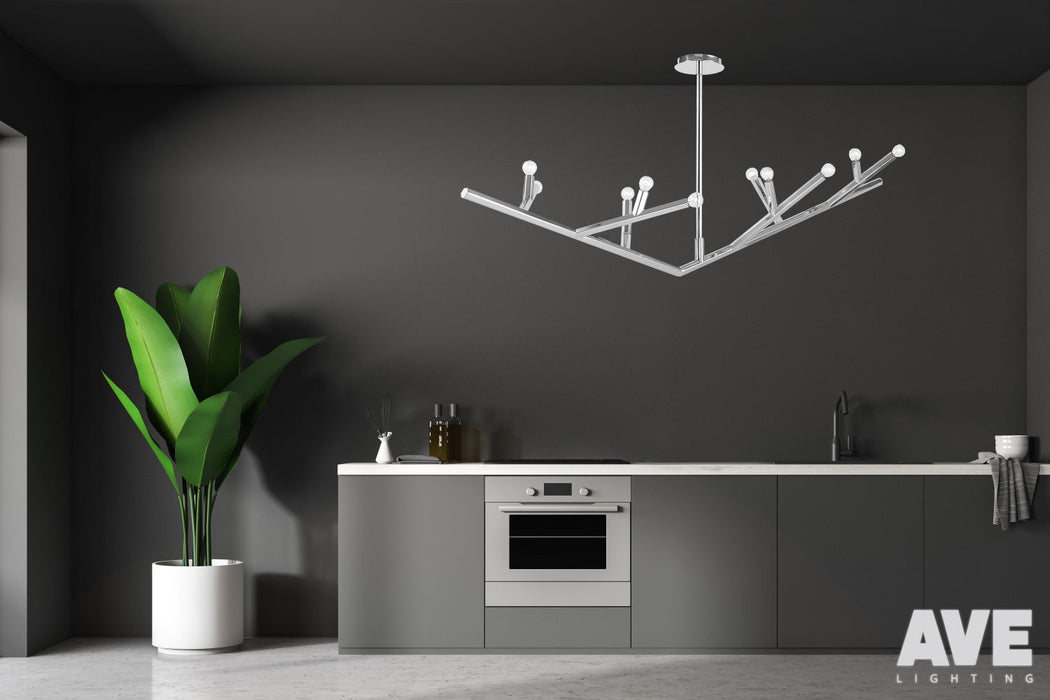 Chandelier Avenue Lighting HF8812-PN The Oaks 12-Light 71"W Chandelier in Polished Nickel Avenue Lighting