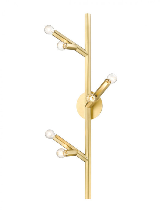 Wall Sconce Avenue Lighting HF8886-BB The Oaks 6-Light 36"H Wall Sconce in Brushed Brass Avenue Lighting