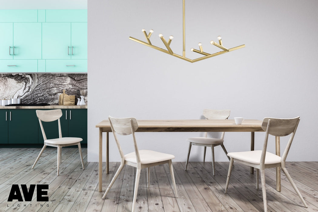 Chandelier Avenue Lighting HF8888-BB The Oaks 8-Light 52"W Chandelier in Brushed Brass Avenue Lighting