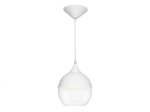 Pendant Light Avenue Lighting HF9111-WHT Robertson Blvd. 8"W Round Mini Pendant in White/Clear Glass Avenue Lighting