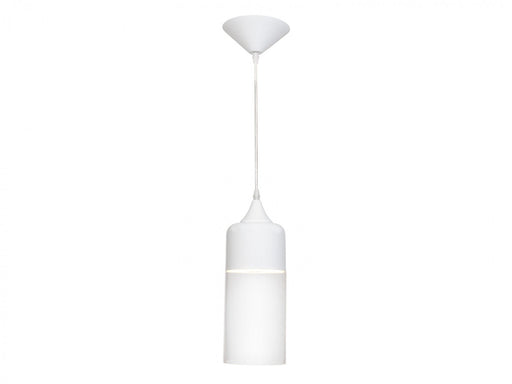 Pendant Light Avenue Lighting HF9112-WHT Robertson Blvd. 5"W Cylinder Mini Pendant in White/Clear Glass Avenue Lighting