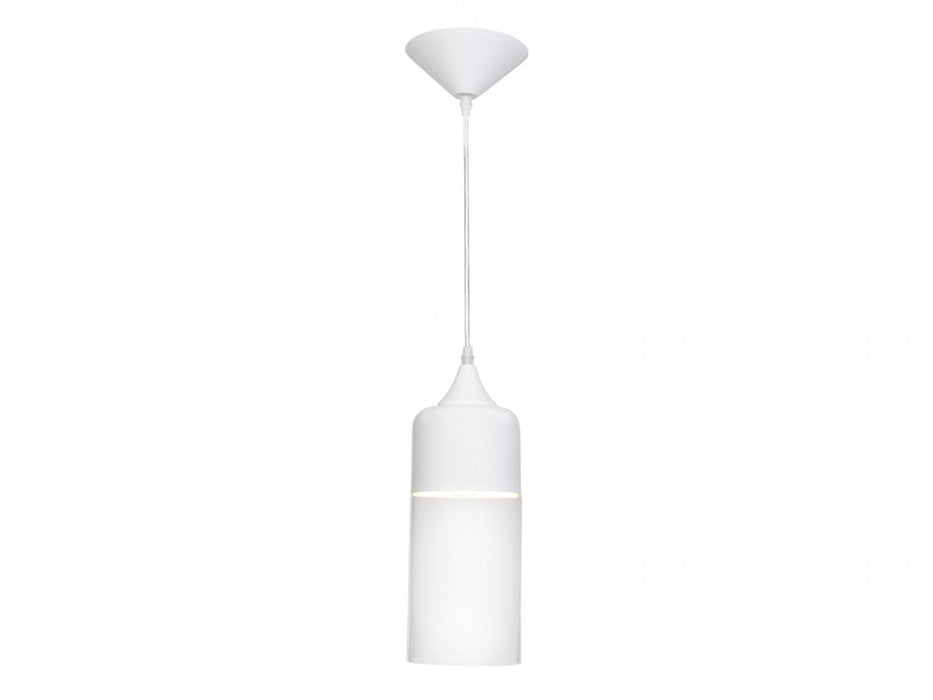 Pendant Light Avenue Lighting HF9112-WHT Robertson Blvd. 5"W Cylinder Mini Pendant in White/Clear Glass Avenue Lighting