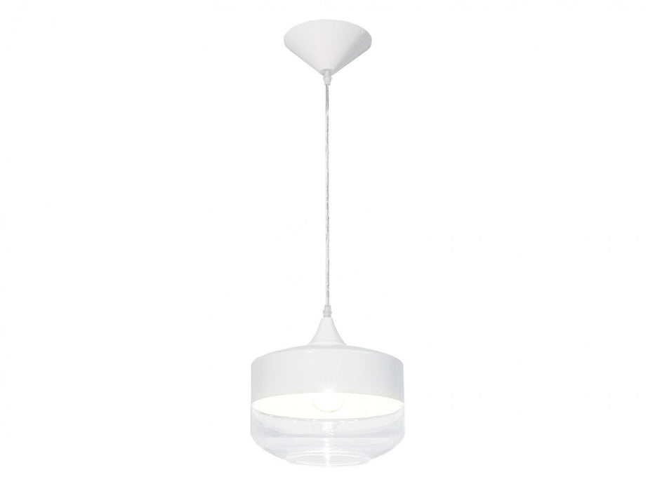 Pendant Light Avenue Lighting HF9113-WHT Robertson Blvd. 10"W Mini Pendant in White/Clear Glass Avenue Lighting