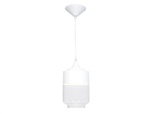Pendant Light Avenue Lighting HF9114-WHT Robertson Blvd. Robertson 7"W Cylinder Mini Pendant in White/Clear Glass Avenue Lighting