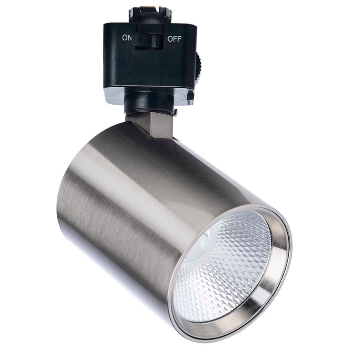 Track Head Satco JH5066 8 Watt LED Track Head - 2700K/3000K/3500K/4000K/5000K CCT Selectable - Dim to Warm - J Style - 48 Degree Beam Angle - 120 Volt - Brushed Nickel - Round Satco