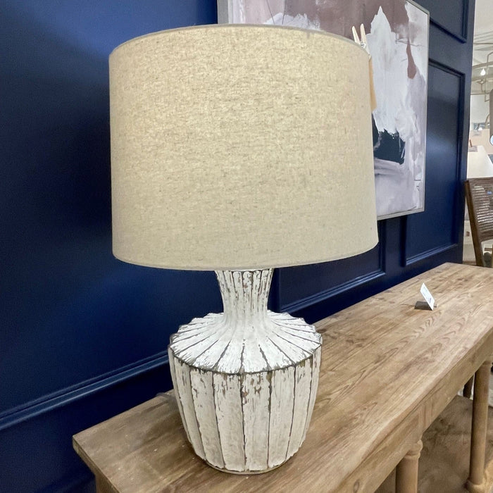 Forty West Designs 710161-W  Jada Distressed Wood Look Table Lamp in White
