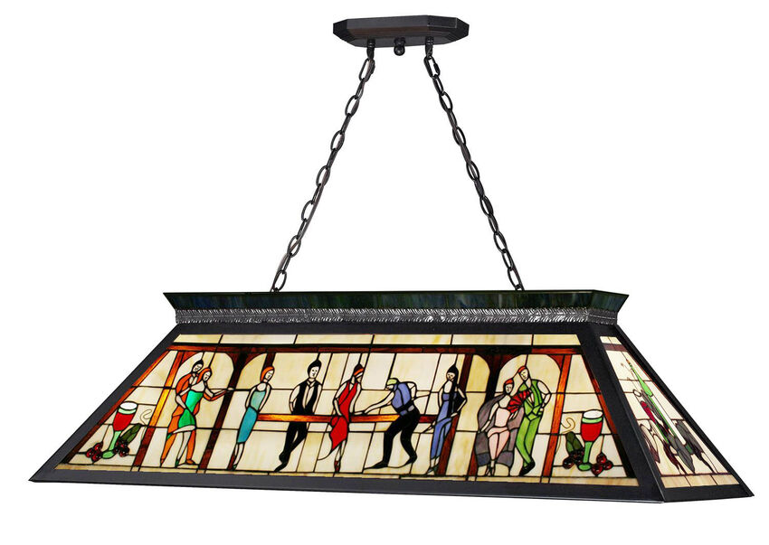 Z-Lite KD28 Matte Black Tiffany Billiard 4 Light Billiard