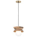 Pendant Canarm IPL2153B01NA Kali 1-Light Pendant with Natural Mango Wood & Frosted Glass Globe Canarm