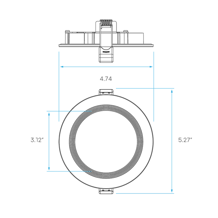 LED Downlight Luxrite LR23731 4" LED Mini Panel 5CCT Baffled Canless Wafer Downlight Luxrite