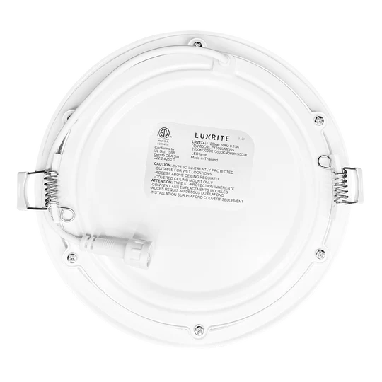 Luxrite LR23761 6" LED Canless Round Smooth Wafer Downlight 5CCT LightStoreUSA