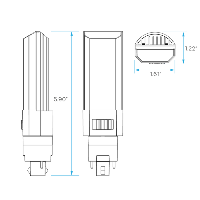 LED PL Lamp Luxrite LR24565 LED PL Lamp Quad Style 11W 3CCT Horizontal/Ballast Bypass Luxrite