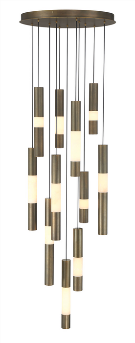 Eurofase Ronda 11-Light 20 Inch Multi Drop Chandelier - Weathered Brass