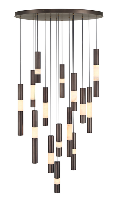 Eurofase Ronda 15-Light 32 Inch Multi Drop Chandelier - Harlow Bronze