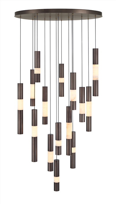 Eurofase Ronda 15-Light 32 Inch Multi Drop Chandelier - Harlow Bronze