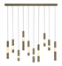 Eurofase Ronda 10-Light 50 Inch Linear Chandelier - Weathered Brass