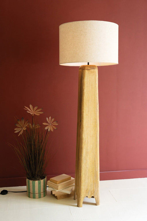 Kalalou NAT1066X Wooden Floor Lamp with Fabric Shade LightStoreUSA