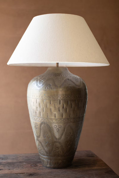 Table Lamp Kalalou NAT1069X Antique Brass Lamp with Hammered Detail Kalalou