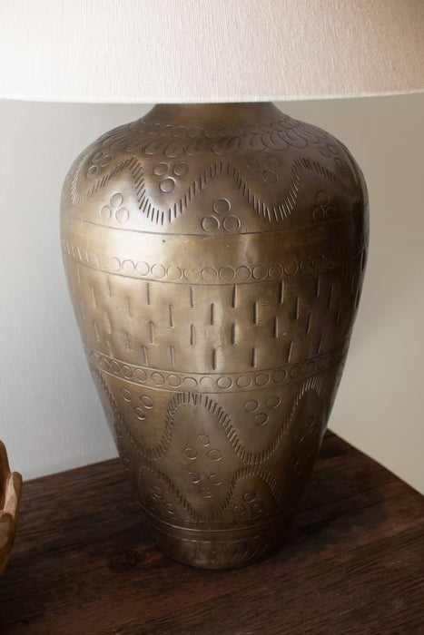 Table Lamp Kalalou NAT1069X Antique Brass Lamp with Hammered Detail Kalalou