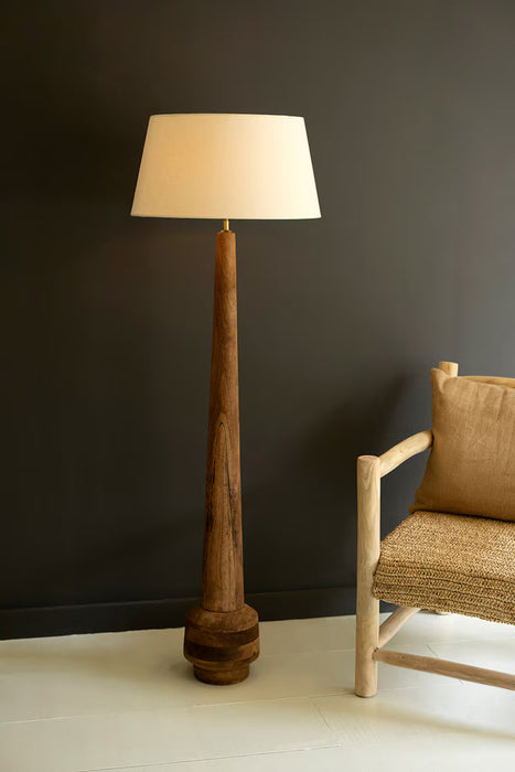 Kalalou NRU1021X Tall Wooden Floor Lamp with Fabric Shade