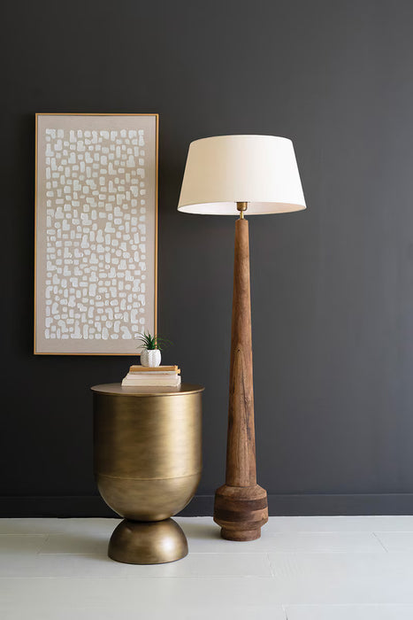 Kalalou NRU1021X Tall Wooden Floor Lamp with Fabric Shade
