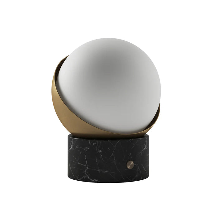 Cordless Table Lamp Kibun K70701 Orb Cordless Rechargeable Table Lamp Black Marble and Brushed Brass Bulbrite