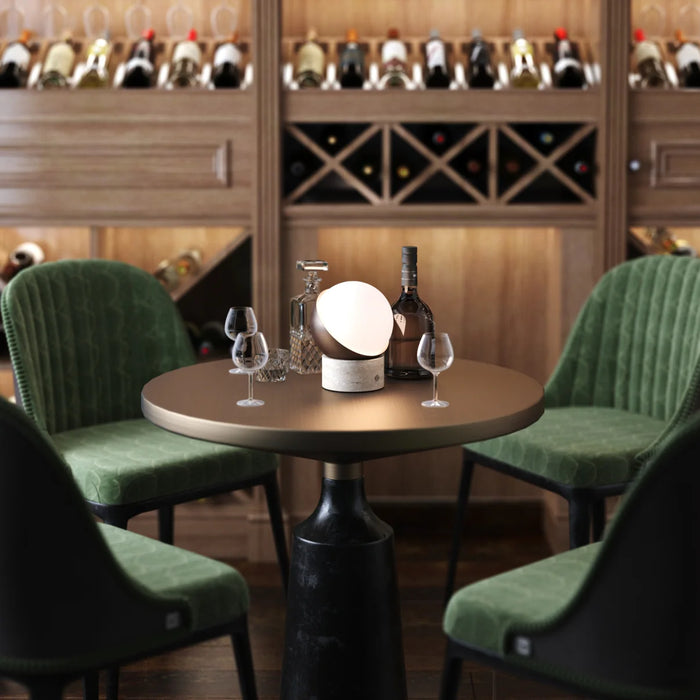 Kibun K70700 Orb Cordless Rechargeable Table Lamp Travertine Chocolate and Bronze