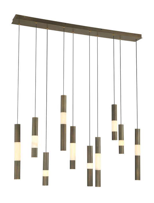 Linear Chandelier Eurofase Ronda 10-Light 50 Inch Linear Chandelier - Weathered Brass Eurofase
