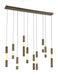 Linear Chandelier Eurofase Ronda 10-Light 50 Inch Linear Chandelier - Weathered Brass Eurofase