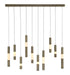 Linear Chandelier Eurofase Ronda 10-Light 50 Inch Linear Chandelier - Weathered Brass Eurofase