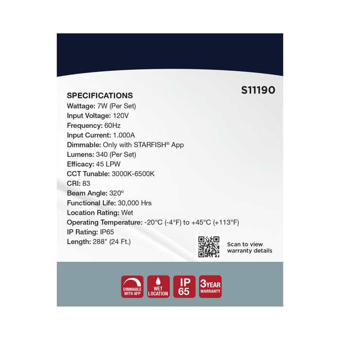 String Light Satco S11190 Starfish - 24 Foot LED String Light - 12-S14 Lamps - IOT - RGBTW - Black - 120 Volt Satco