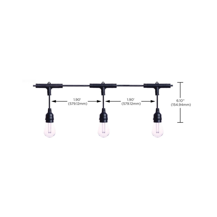 String Light Satco S11190 Starfish - 24 Foot LED String Light - 12-S14 Lamps - IOT - RGBTW - Black - 120 Volt Satco