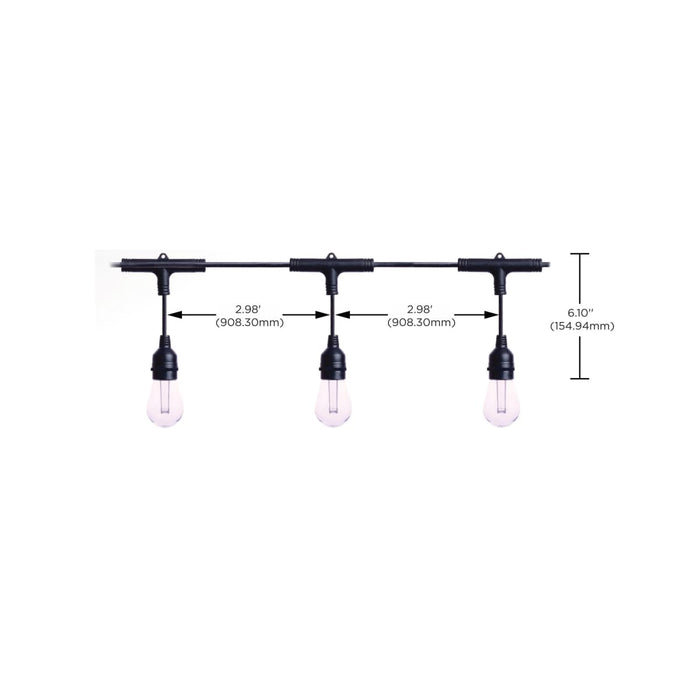 String Light Satco S11191 Starfish - 48 Foot LED String Light - 15-S14 Lamps - IOT - RGBTW - Black - 120 Volt Satco