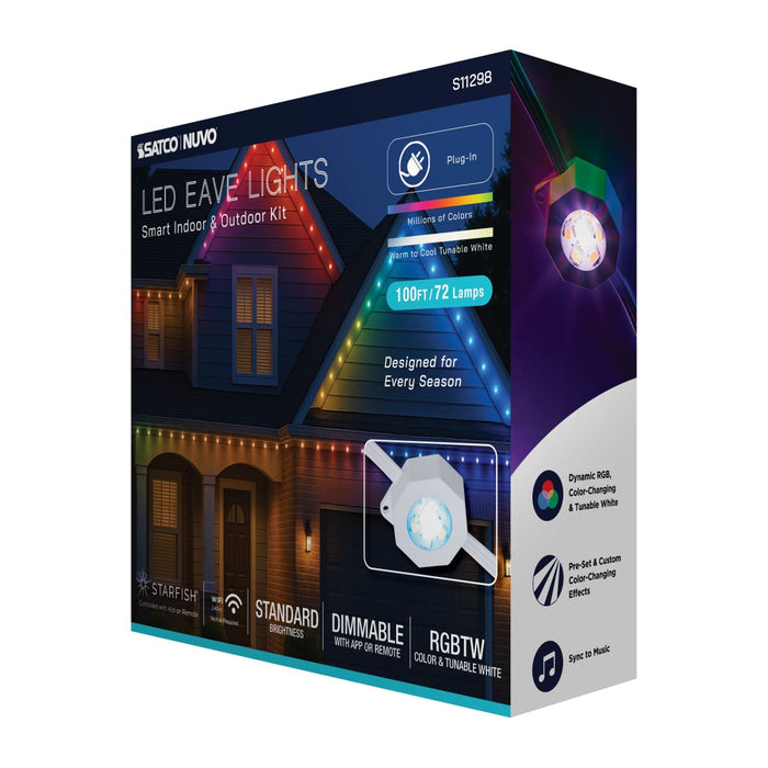 String Light Satco S11298 Starfish - 100 Foot LED Eave String Light - 48 Watt - RGBTW - 120 Volt - Remote Included Satco