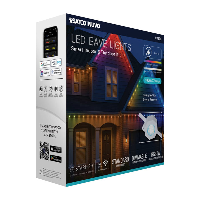 String Light Satco S11298 Starfish - 100 Foot LED Eave String Light - 48 Watt - RGBTW - 120 Volt - Remote Included Satco