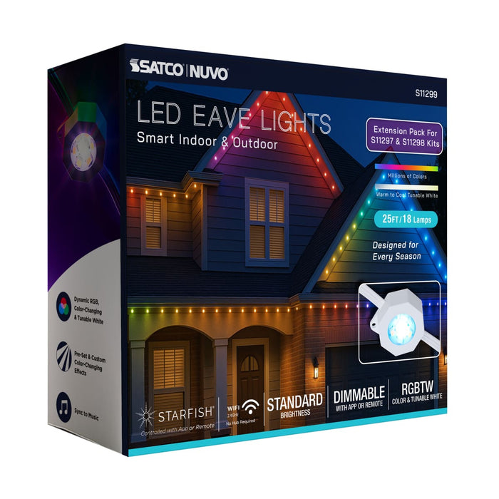 String Light Satco S11299 Starfish - 12 Watt - 25 Foot LED Eave String Light Extension - RGBTW - White Finish - 120 Volt Satco